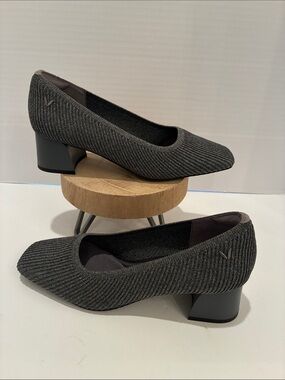 VIVAIA Melody Pro Square-Toe Chunky Knit Heels Charcoal Gray Size 37